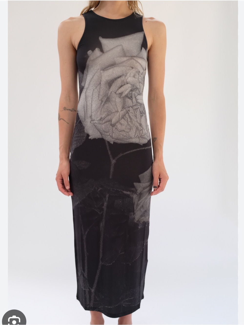 Paloma Wool Black and Gray Rose Print Maxi Dress